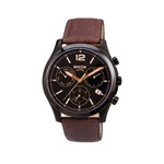 Boccia Titanium Black Face Brown Band Chronograph - 3757-02
